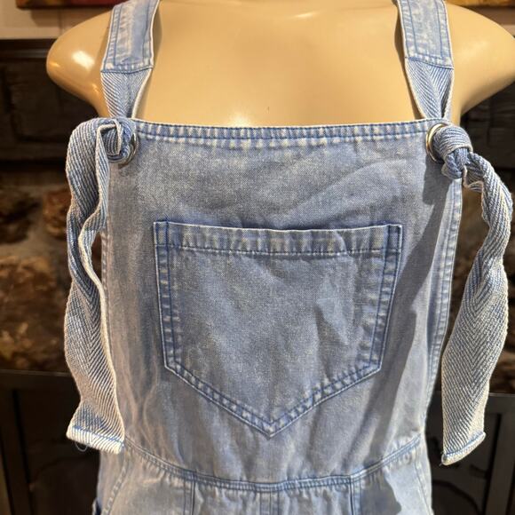 &Merci Women's Wide Leg Long Overalls Carpenter Cottage sz Small Light Blue Wash - Picture 8 of 13